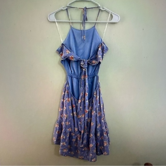 Altard State Floral Halter mini Dress in Blue and Orange - Picture 2 of 5